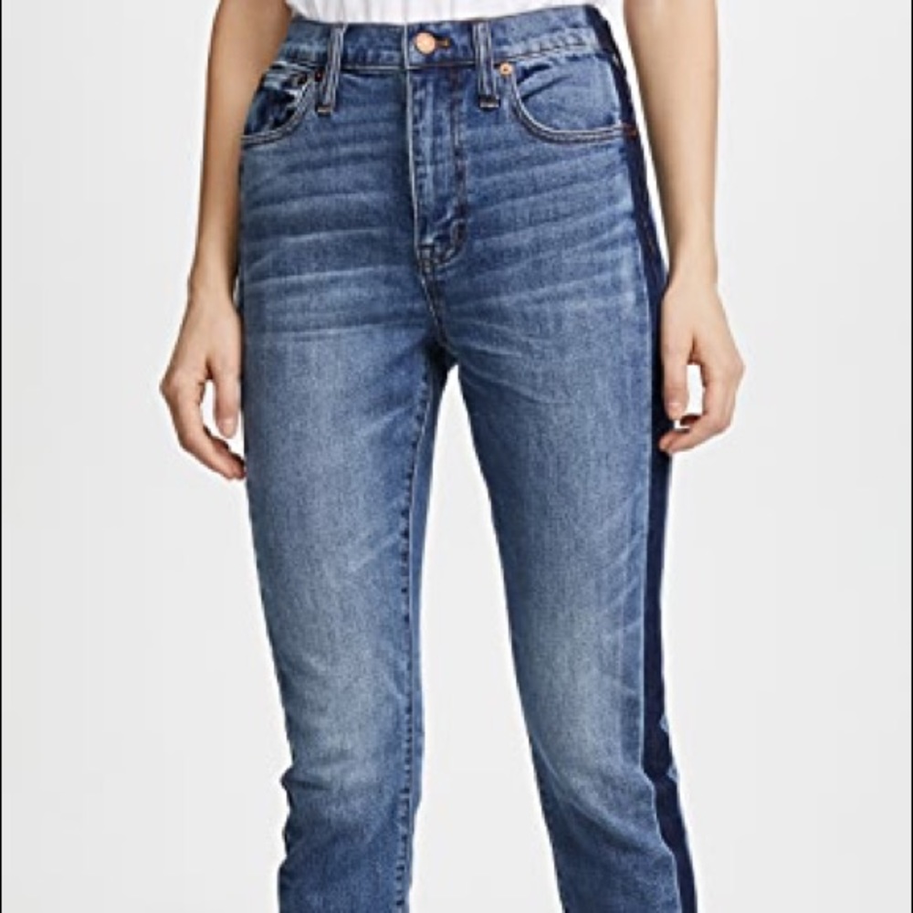 Madewell high rise slim boyjean tuxedo stripe